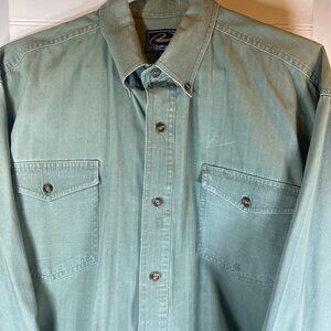 Vintage Men's Sage Green Roper Tailored Shirt, Made in USA, Men's XL